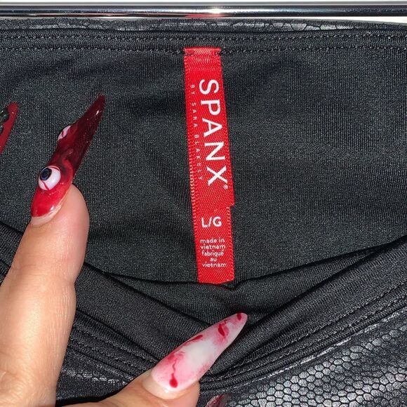 Spanx Foiled Snakeskin Leather Leggings - Picture 5 of 7